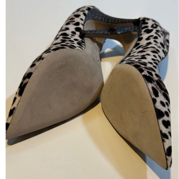 Tamara Mellon Grey White Leopard Pony Hair Pointed-Toe Pumps 39.5/9 Italian NWOB - Picture 5 of 6